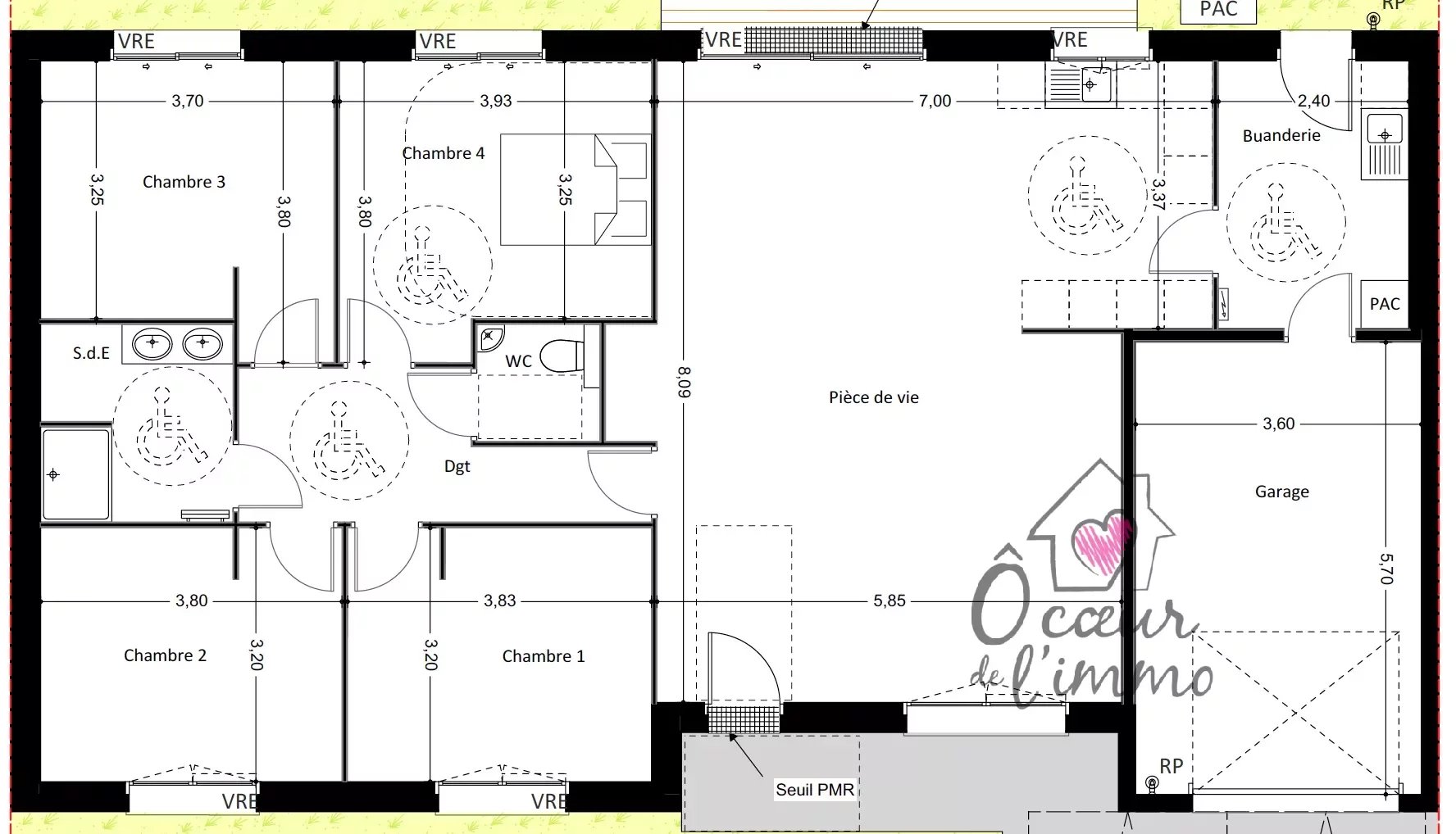 Plain pied 2023 :  4 chambres + garage